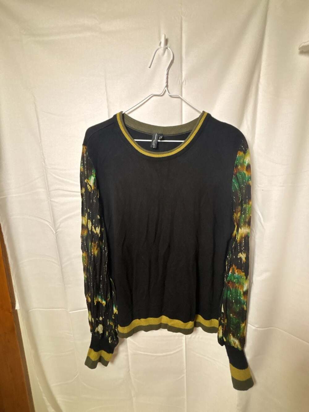 Bl^nk London Nela Pullover Sweater Womens Large Sheer Balloon Sleeve